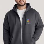 Ζακέτα Φούτερ σε Γκρι Χρώμα με Εκτύπωση σε Πλάτη και Στήθος