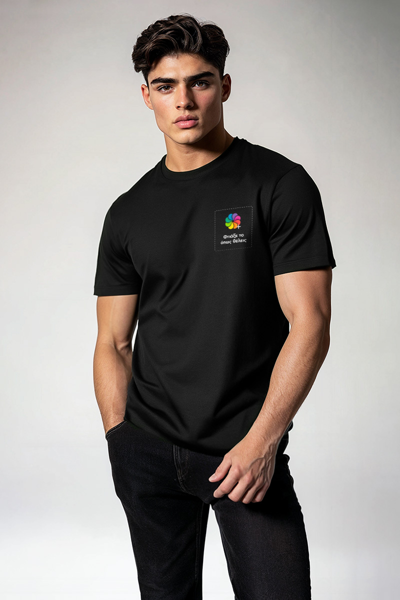 Sol's Imperial 11500 – Premium Ανδρική Μαύρη Μπλούζα T-Shirt με Εκτύπωση στην Πλάτη & το Στήθος