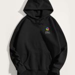 Ανδρικό Μαύρο Φούτερ με Κουκούλα & Εκτύπωση στο Στήθος