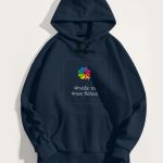 Ανδρικό Μπλε Φούτερ με Κουκούλα & Εκτύπωση Σχεδίου