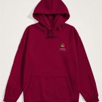 Ανδρικό Μπορντώ Φούτερ με Κουκούλα & Εκτύπωση στο Στήθος