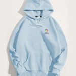 Ανδρικό Γαλάζιο Φούτερ με Κουκούλα & Εκτύπωση στο Στήθος