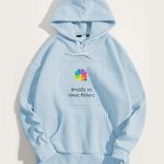 Ανδρικό Γαλάζιο Φούτερ με Κουκούλα & Εκτύπωση Σχεδίου