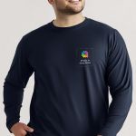 Sol's Imperial Μακρυμάνικο Μπλε T-Shirt με Εκτύπωση στην Πλάτη
