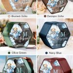 Premium Κουτί Ευχών Βάπτισης σε Εξάγωνο με Όνομα Παιδιού