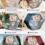 Κουτί Βάφτισης με Ευχές σε Σχήμα Εξάγωνο και Όνομα Παιδιού