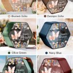 Ξύλινο Κουτί για Ευχές Βάπτισης με Όνομα σε Σχήμα Εξάγωνο