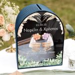 Ξύλινο Κουτί Ευχών για Βάφτιση σε Σχήμα Καμάρας με Όνομα