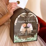 Ξύλινο Κουτί Ευχών για Βάφτιση σε Σχήμα Καμάρας με Όνομα