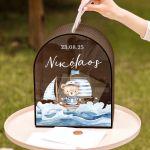 Κουτί Ευχών για Βάπτιση με Σχήμα Καμάρα με Όνομα Παιδιού