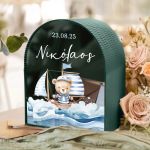 Κουτί Ευχών για Βάπτιση με Σχήμα Καμάρα με Όνομα Παιδιού