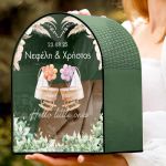 Ξύλινο Κουτί Ευχών για Βάφτιση σε Σχήμα Καμάρας με Όνομα