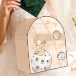 Ξύλινο Κουτί Βάπτισης για Ευχές με Όνoμα και Σχέδιο Καμάρας