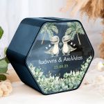 Κουτί Ευχών για Βάφτιση με Σχήμα Εξάγωνο και Όνομα Παιδιού