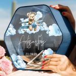 Κουτί Ευχών Βάπτισης σε Εξάγωνο Σχήμα με Όνομα