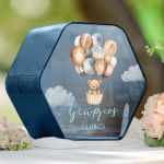 Premium Κουτί Ευχών σε Σχήμα Εξάγωνο με Όνομα Παιδιού