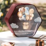 Κουτί Βάφτισης με Ευχές σε Σχήμα Εξάγωνο και Όνομα Παιδιού