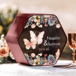 Ξύλινο Κουτί για Ευχές Βάπτισης με Όνομα σε Σχήμα Εξάγωνο