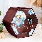 Premium Κουτί Ευχών Βάπτισης σε Εξάγωνο με Όνομα Παιδιού