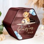 Εξάγωνο Ξύλινο Κουτί Ευχών για Βάφτιση με Όνομα