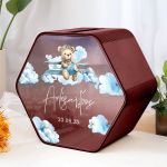 Κουτί Ευχών Βάπτισης σε Εξάγωνο Σχήμα με Όνομα