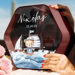 Προσωποποιημένο Κουτί Ευχών Βάφτισης σε Σχήμα Εξάγωνο