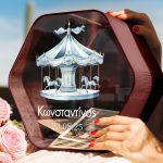 Κουτί Βάπτισης για Ευχές με Όνομα και Σχήμα Εξάγωνο