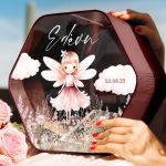 Κουτί Ευχών με Εξάγωνο Σχήμα για Βάπτιση Με Όνομα & Ημερομηνία