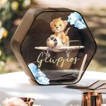 Εξάγωνο Ξύλινο Κουτί Ευχών για Βάφτιση με Όνομα