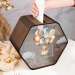 Premium Κουτί Ευχών σε Σχήμα Εξάγωνο με Όνομα Παιδιού