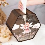 Κουτί Ευχών με Εξάγωνο Σχήμα για Βάπτιση Με Όνομα & Ημερομηνία