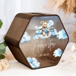 Κουτί Ευχών Βάπτισης σε Εξάγωνο Σχήμα με Όνομα