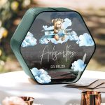 Κουτί Ευχών Βάπτισης σε Εξάγωνο Σχήμα με Όνομα