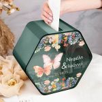 Ξύλινο Κουτί για Ευχές Βάπτισης με Όνομα σε Σχήμα Εξάγωνο