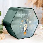 Ξύλινο Κουτί Ευχών με Όνομα και Σχήμα Εξάγωνο για Βάπτιση