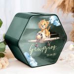 Εξάγωνο Ξύλινο Κουτί Ευχών για Βάφτιση με Όνομα