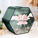 Κουτί Βάπτισης για Ευχές με Εξάγωνο Design και Όνομα