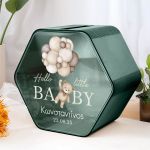 Premium Κουτί Ευχών για Βάφτιση με Όνομα και Σχήμα Εξάγωνο