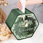 Ξύλινο Κουτί Ευχών σε Σχήμα Εξάγωνο για Βάπτιση με Όνομα