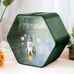 Ξύλινο Κουτί Ευχών με Όνομα και Σχήμα Εξάγωνο για Βάπτιση