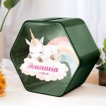 Premium Κουτί Βάπτισης Για Ευχές Με Όνομα & Εξάγωνο Design