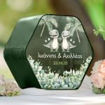 Κουτί Ευχών για Βάφτιση με Σχήμα Εξάγωνο και Όνομα Παιδιού