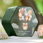 Κουτί Βάφτισης με Ευχές σε Σχήμα Εξάγωνο και Όνομα Παιδιού