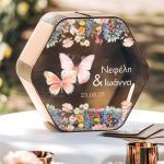 Ξύλινο Κουτί για Ευχές Βάπτισης με Όνομα σε Σχήμα Εξάγωνο