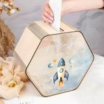 Ξύλινο Κουτί Ευχών με Όνομα και Σχήμα Εξάγωνο για Βάπτιση