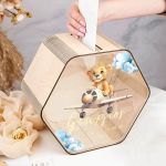 Εξάγωνο Ξύλινο Κουτί Ευχών για Βάφτιση με Όνομα