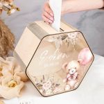 Ξύλινο Κουτί Βάπτισης Για Ευχές Με Όνομα & Προσωποποίηση