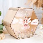 Κουτί Ευχών με Εξάγωνο Σχήμα για Βάπτιση Με Όνομα & Ημερομηνία