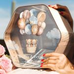 Κουτί Βάφτισης με Ευχές σε Σχήμα Εξάγωνο και Όνομα Παιδιού