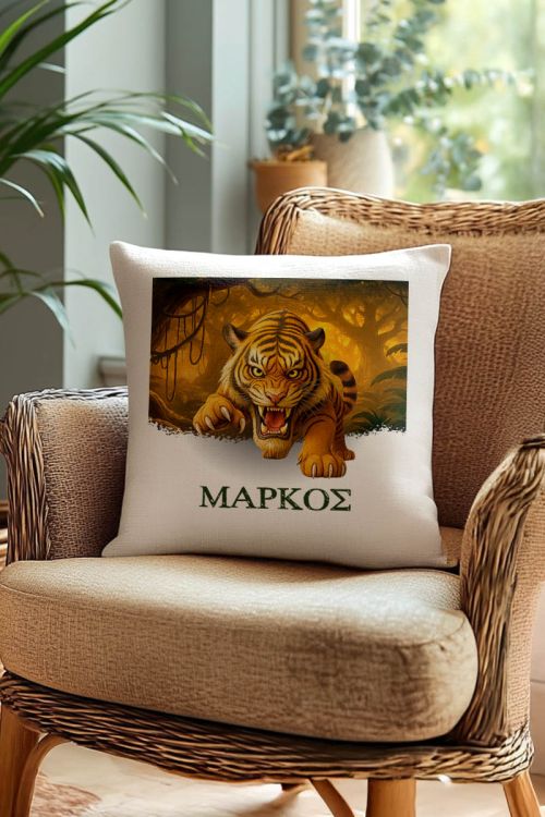 Μαξιλάρι Προσωποποιημένο με Όνομα και Σχέδιο Τίγρη